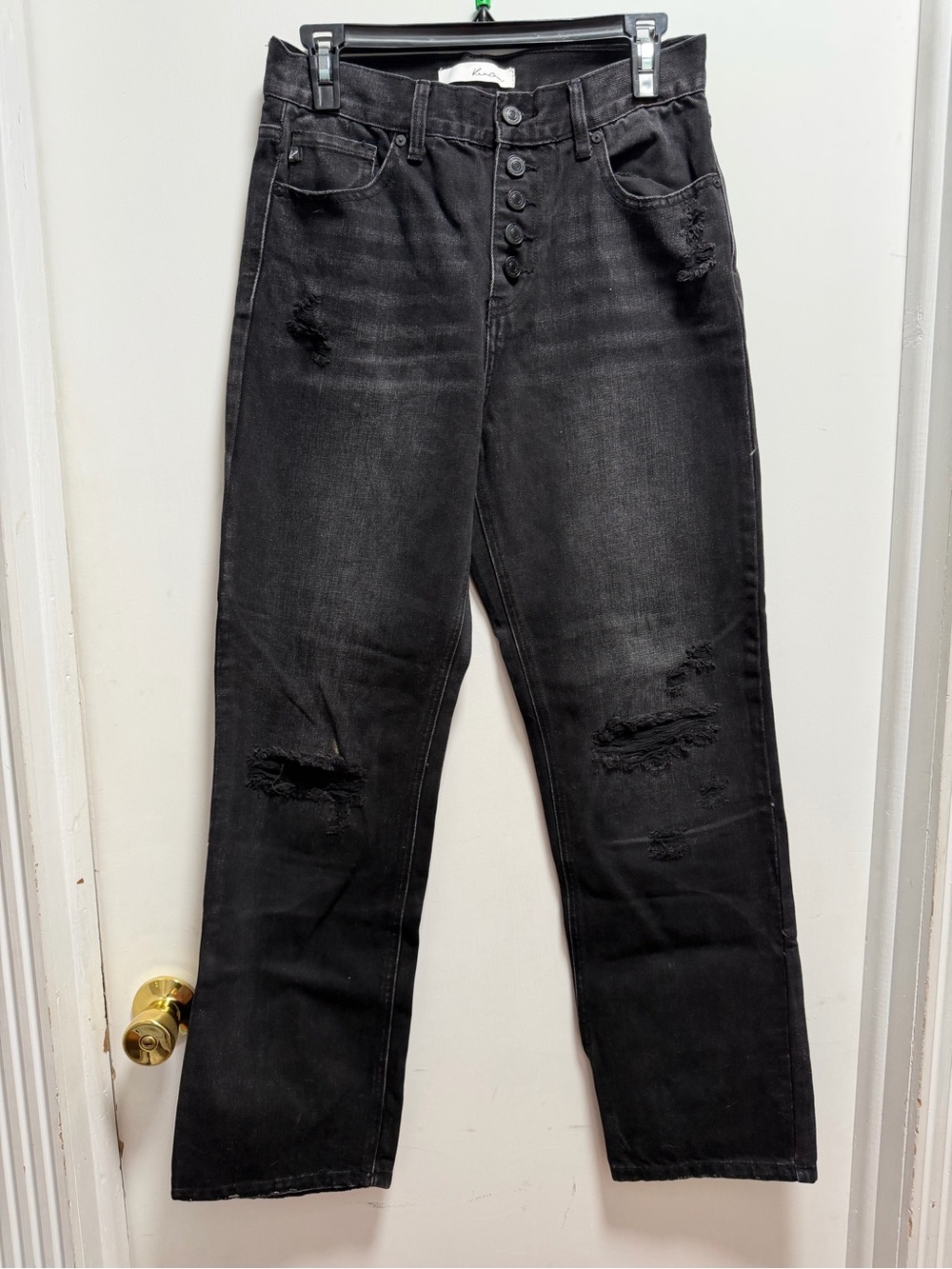 Kancan jeans Black Distressed Straight Leg womens Sz 7/27 Cotton Classic City
